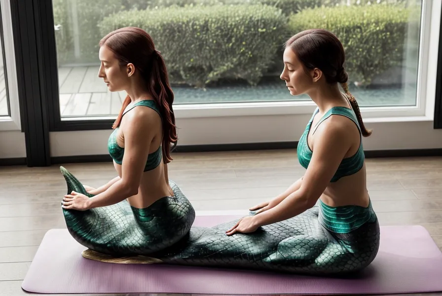 Frau führt die Pilates-Übung Mermaid aus, um nach langem Sitzen im Büro die Flanken zu dehnen und die Beweglichkeit im Oberkörper zu verbessern.