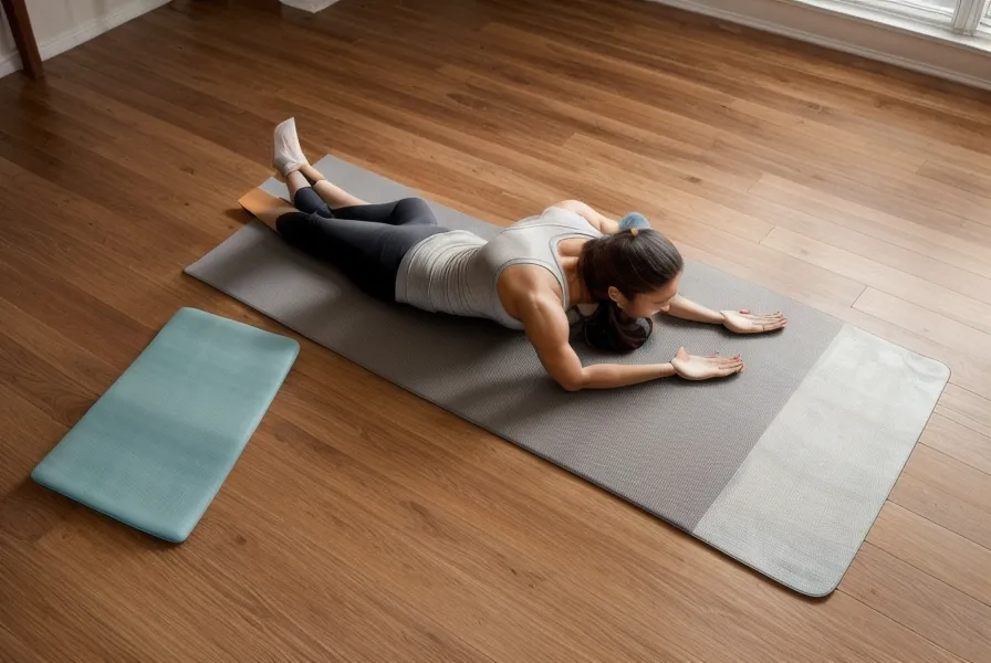 Laptop zeigt einen Online-Präventionskurs neben der Trainingsmatte für gezieltes Pilates-Training