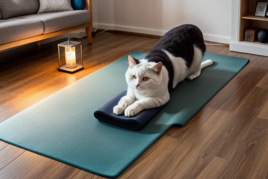 Zusammengerollte Pilatesmatte nach dem Home-Workout für die Rückenentlastung