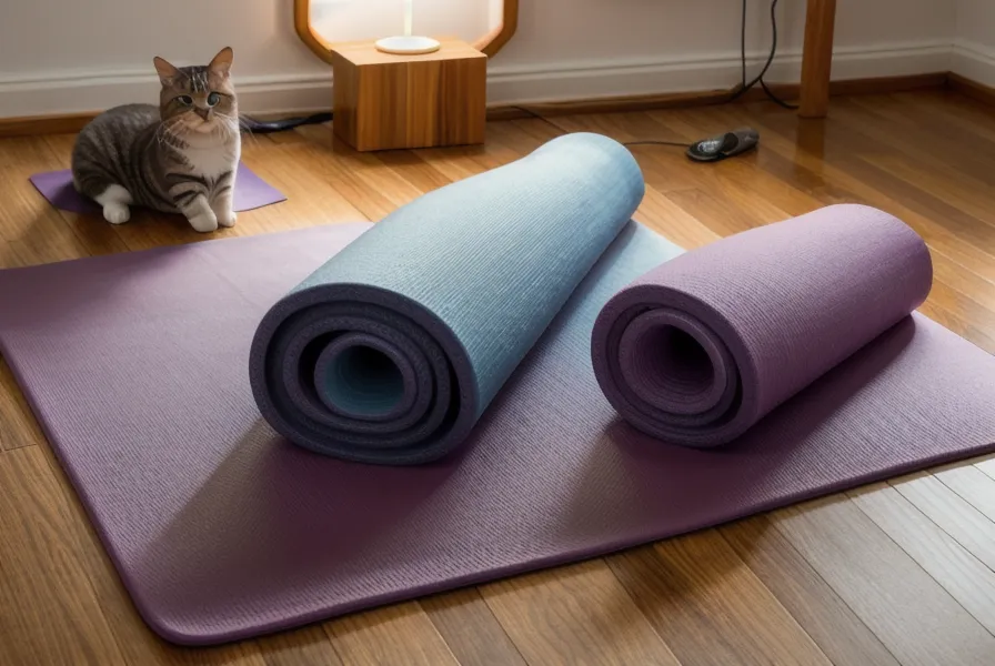 Home-Workout Pilates-Motivation: Nahaufnahme von Füßen auf der Pilatesmatte direkt nach Feierabend